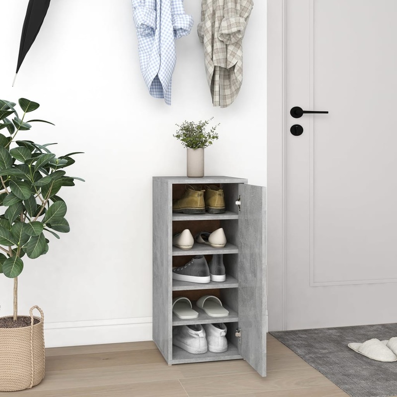 Berkfield Shoe Cabinet Concrete Grey 32x35x70 cm Engineered Wood