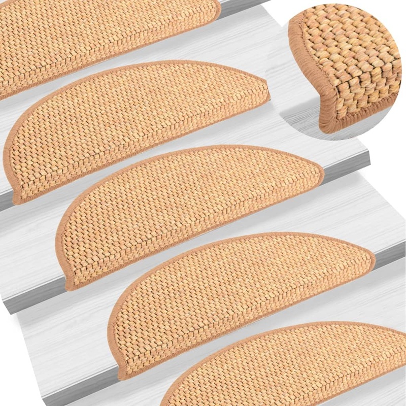 Berkfield Stair Mats Self-adhesive Sisal-Look 15 pcs 56x17x3 cm Orange