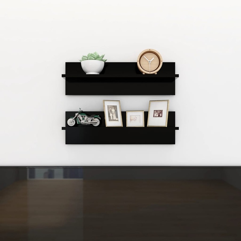 Berkfield Wall Shelf 2 pcs Black 60×11.5×18 cm Engineered Wood