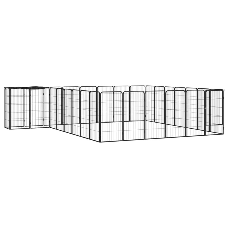 Berkfield 30-Panel Dog Playpen Black 50×100 cm Powder-coated Steel
