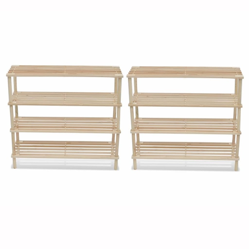 Berkfield 4-Tier Shoe Racks 2 pcs Solid Fir Wood