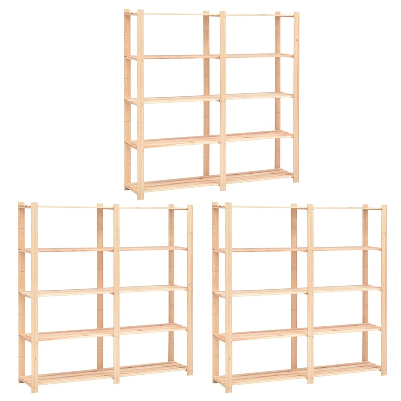 Berkfield 5-Tier Storage Racks 3 pcs 170x38x170 cm Solid Pinewood 500 kg