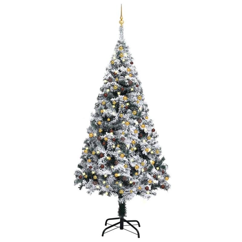 Berkfield Artificial Christmas Tree with LEDs&Ball Set Green 240 cm PVC