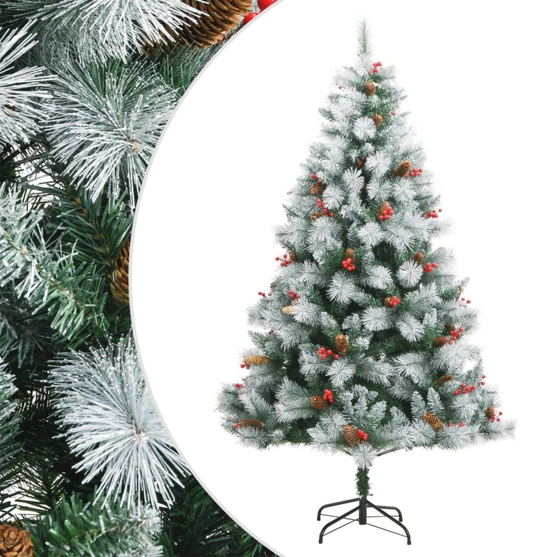 Berkfield Artificial Hinged Christmas Tree with Cones and Berries 210 cm