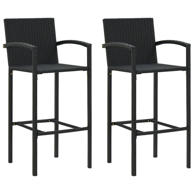 Berkfield Bar Stools 2 pcs Black Poly Rattan