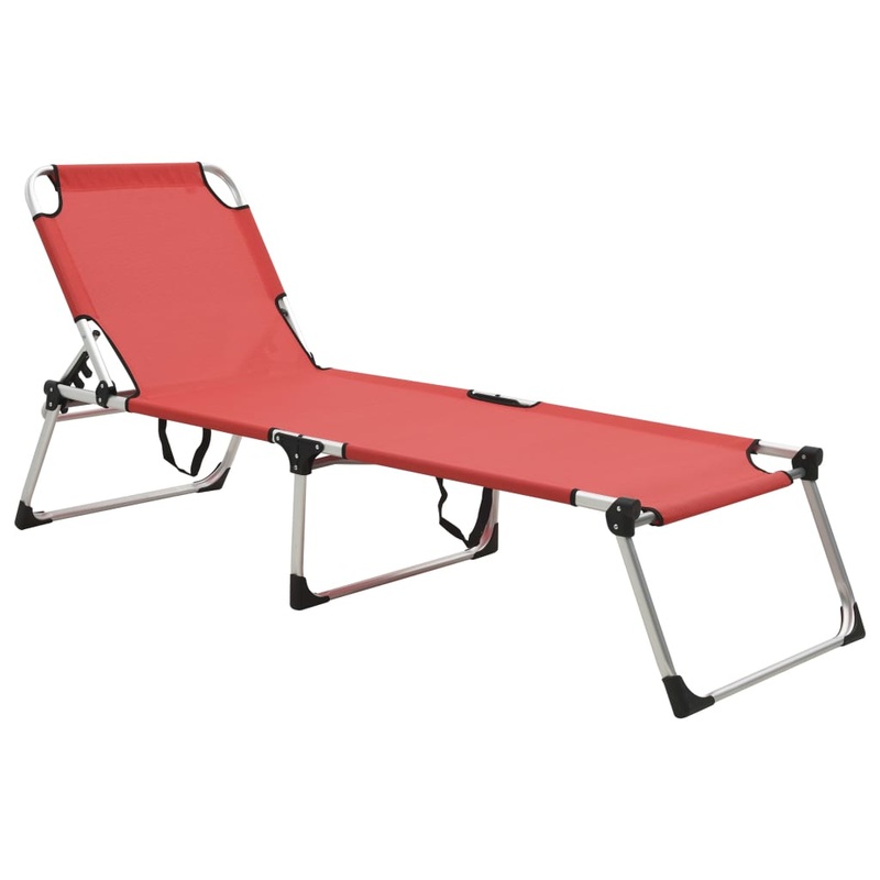 Berkfield Extra High Folding Senior Sunbed Red Aluminium