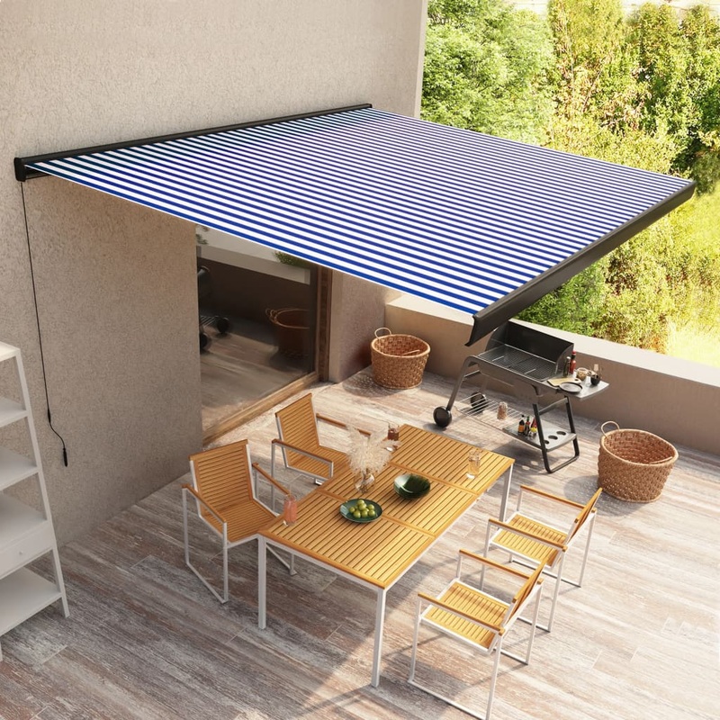 Berkfield Manual Cassette Awning 400×300 cm Blue and White