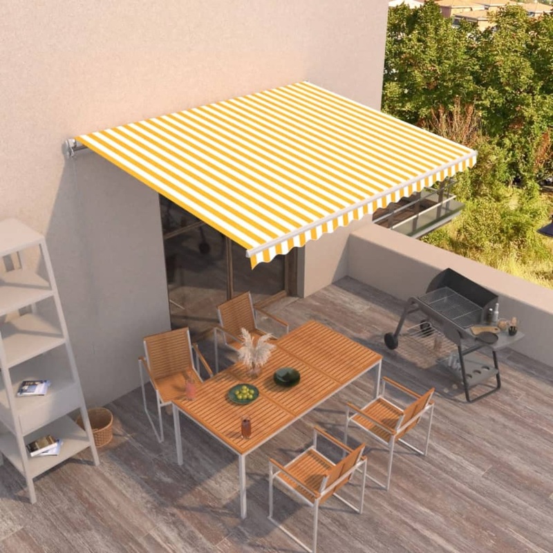 Berkfield Manual Retractable Awning 450×350 cm Yellow and White