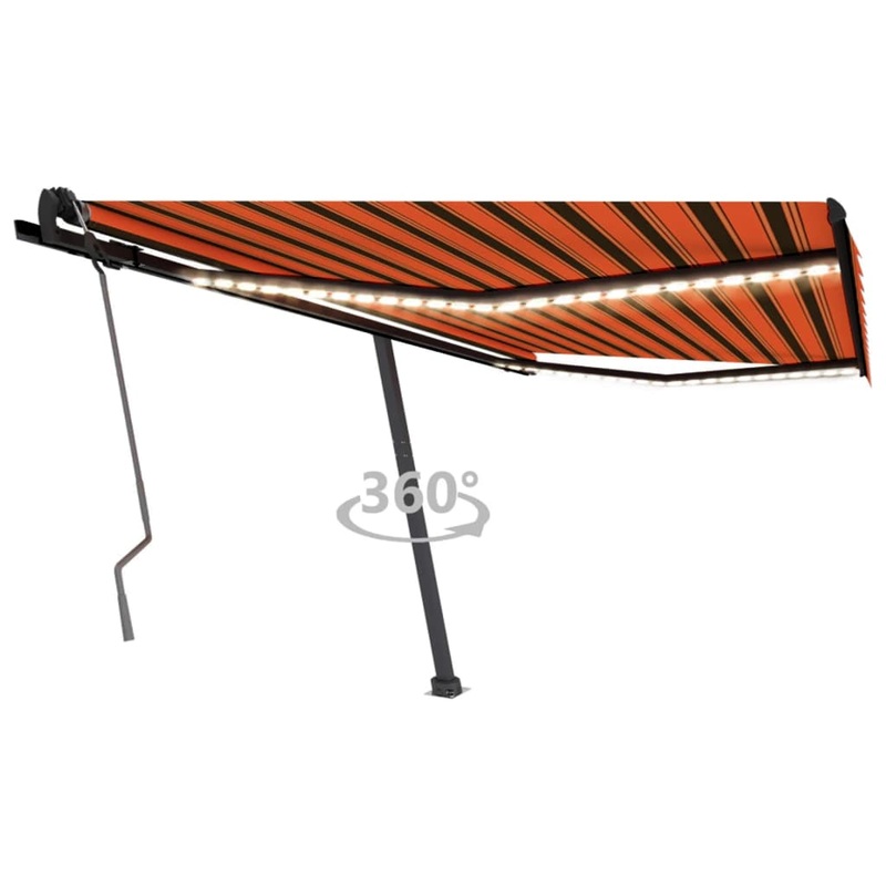 Berkfield Manual Retractable Awning with LED 400×350 cm Orange and Brown