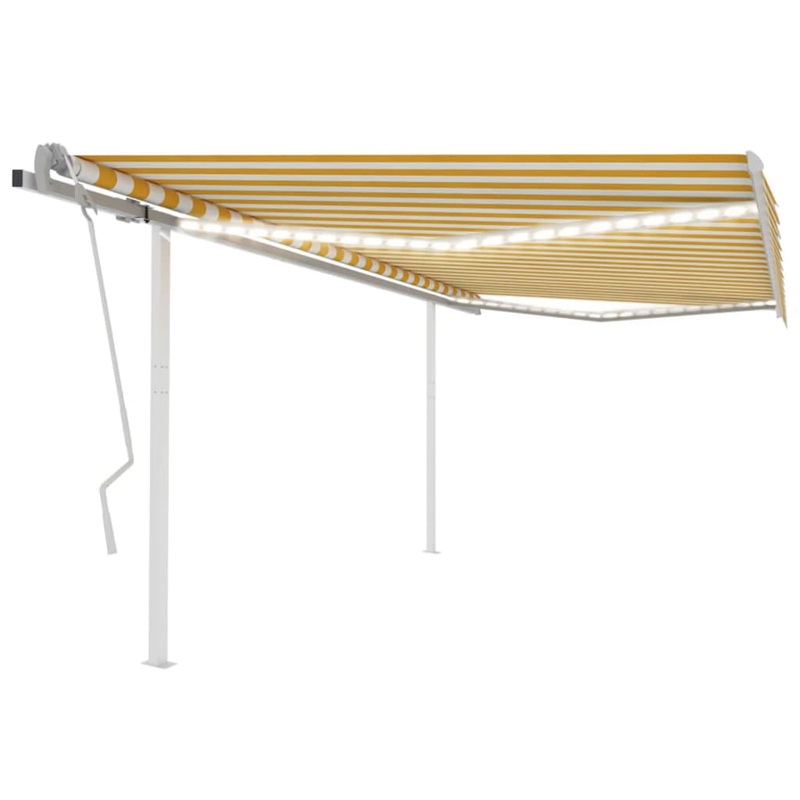Berkfield Manual Retractable Awning with LED 4×3 m Yellow and White