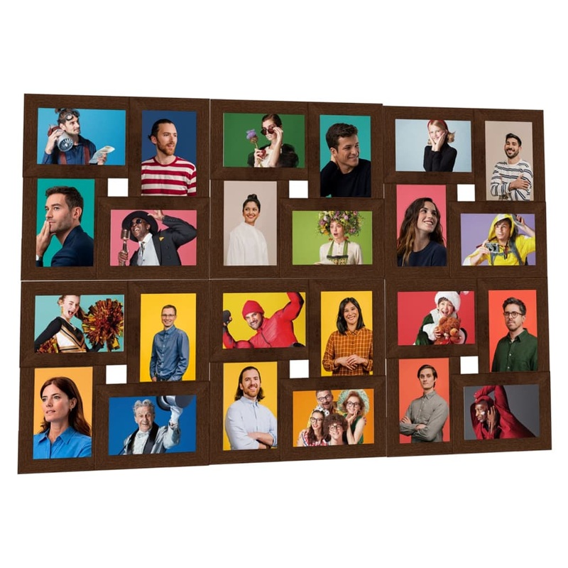Berkfield Collage Photo Frame for 24x(10×15 cm) Picture Dark Brown MDF