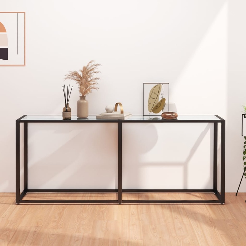 Berkfield Console Table Transparent 180x35x75.5cm Tempered Glass