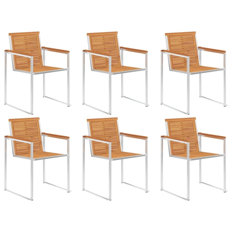 Berkfield Garden Chairs 6 pcs Solid Acacia Wood and Stainless Steel