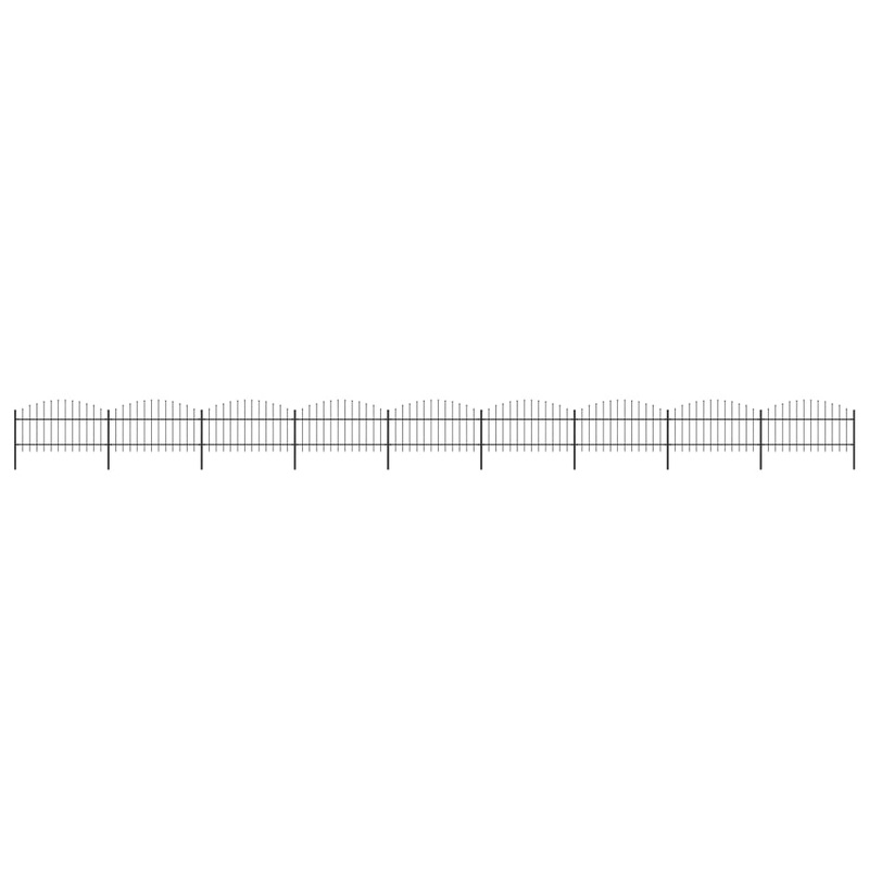 Berkfield Garden Fence with Spear Top Steel (1-1.25)x15.3 m Black