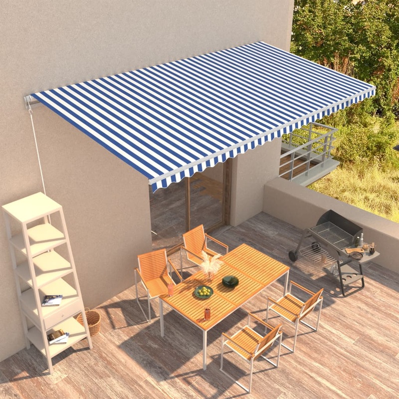 Berkfield Manual Retractable Awning 600×300 cm Blue and White