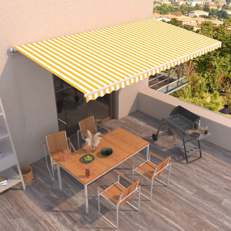 Berkfield Manual Retractable Awning 600×350 cm Yellow and White
