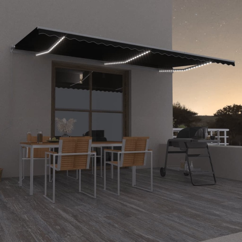 Berkfield Manual Retractable Awning with LED 600×350 cm Anthracite
