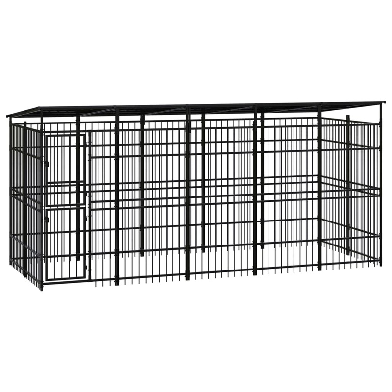 Berkfield Outdoor Dog Kennel with Roof Steel 9.22 m_