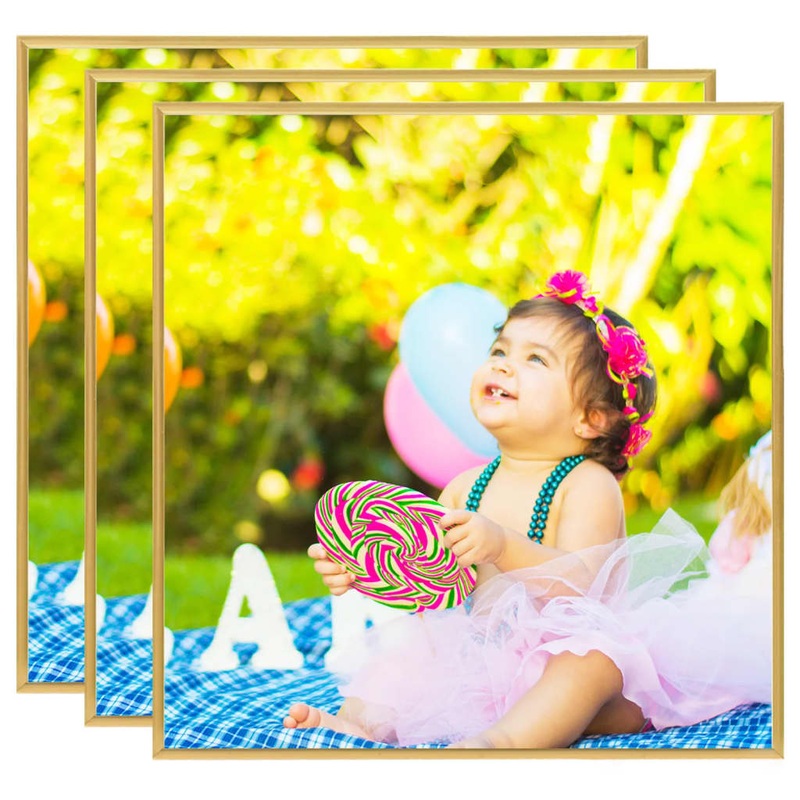 Berkfield Photo Frames Collage 3 pcs for Table Gold 20×20 cm MDF