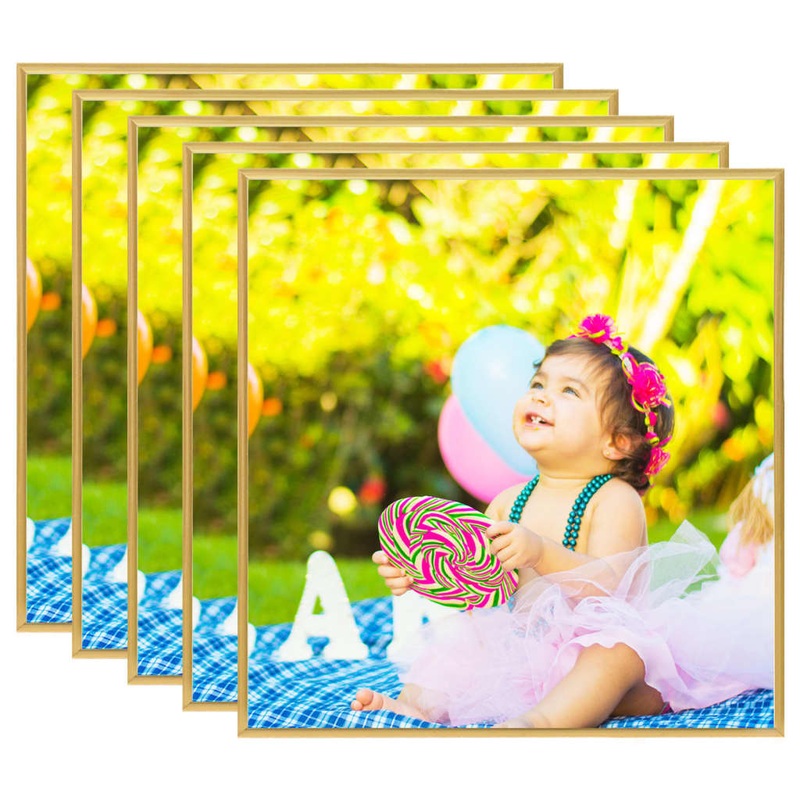 Berkfield Photo Frames Collage 5 pcs for Wall Gold 40×40 cm MDF