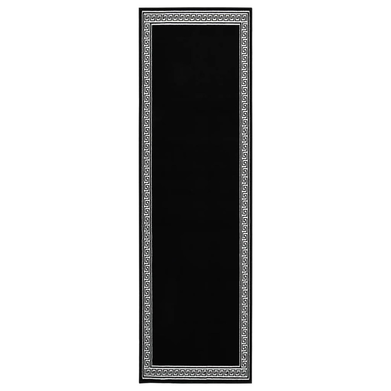 Berkfield Runner Rug BCF Black with Motif 100×400 cm