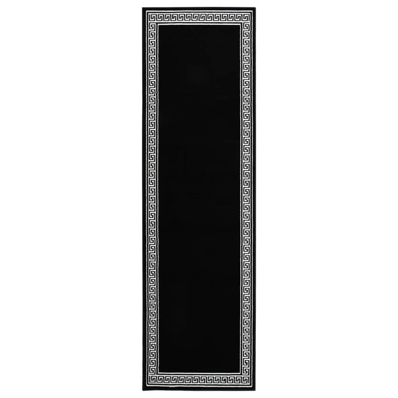 Berkfield Runner Rug BCF Black with Motif 80×350 cm