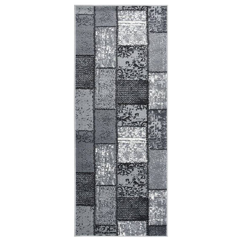Berkfield Runner Rug BCF Grey with Block Pattern 100×150 cm
