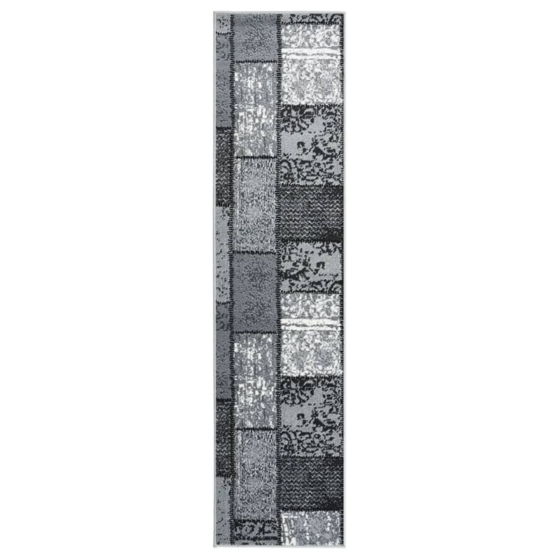 Berkfield Runner Rug BCF Grey with Block Pattern 60×150 cm