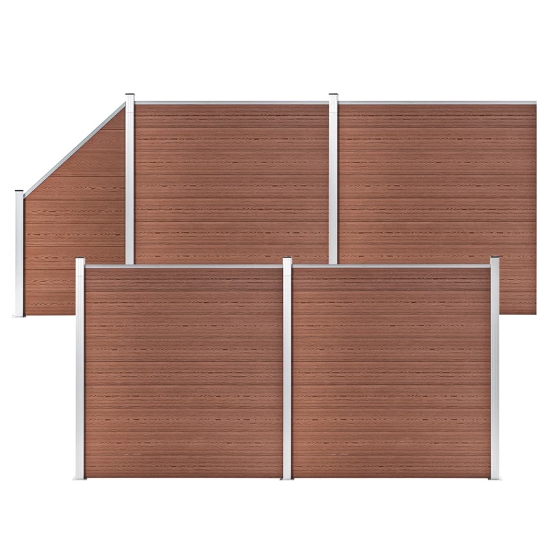 Berkfield WPC Fence Set 4 Square + 1 Slanted 792×186 cm Brown