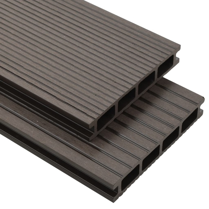 Berkfield WPC Hollow Decking Boards with Accessories 16m_ 2.2m Dark Brown