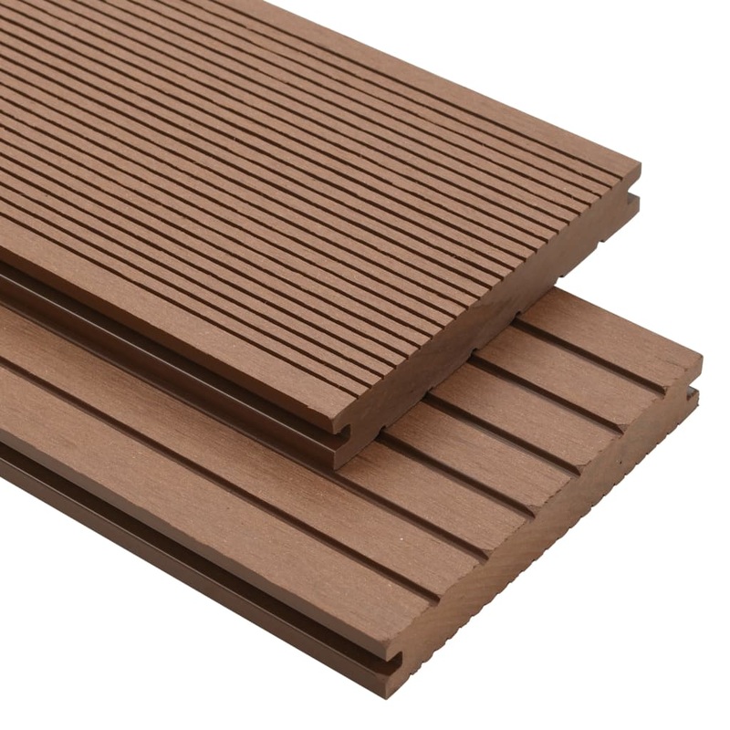 Berkfield WPC Solid Decking Boards with Accessories 16m_ 2.2m Light Brown