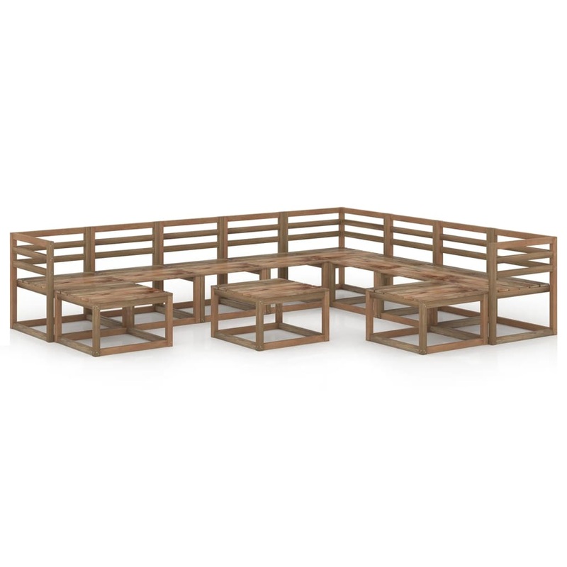 Berkfield 11 Piece Garden Lounge Set Brown Impregnated Pinewood