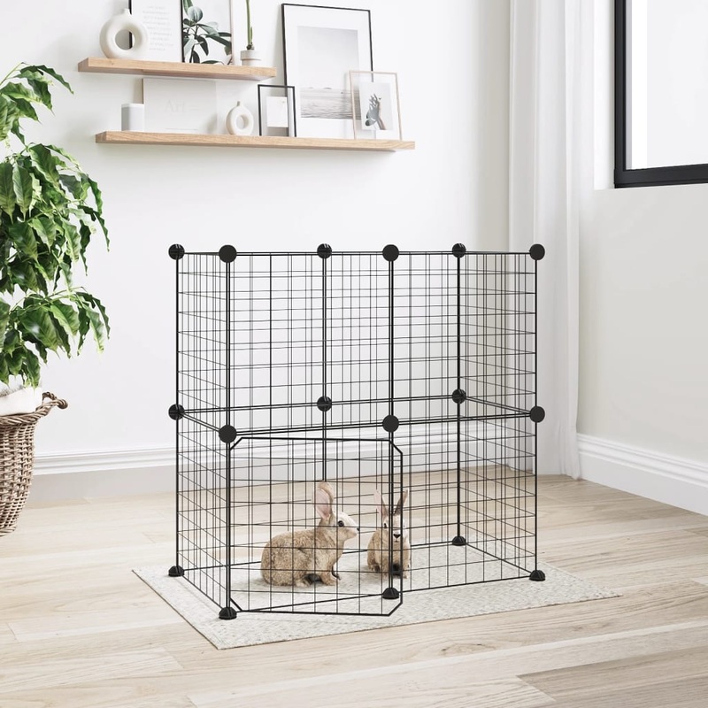 Berkfield 12-Panel Pet Cage with Door Black 35×35 cm Steel
