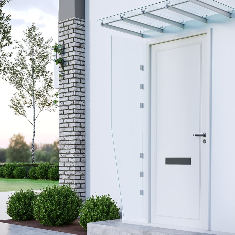 Berkfield 2 Piece Side Panels for Door Canopy Transparent Tempered Glass