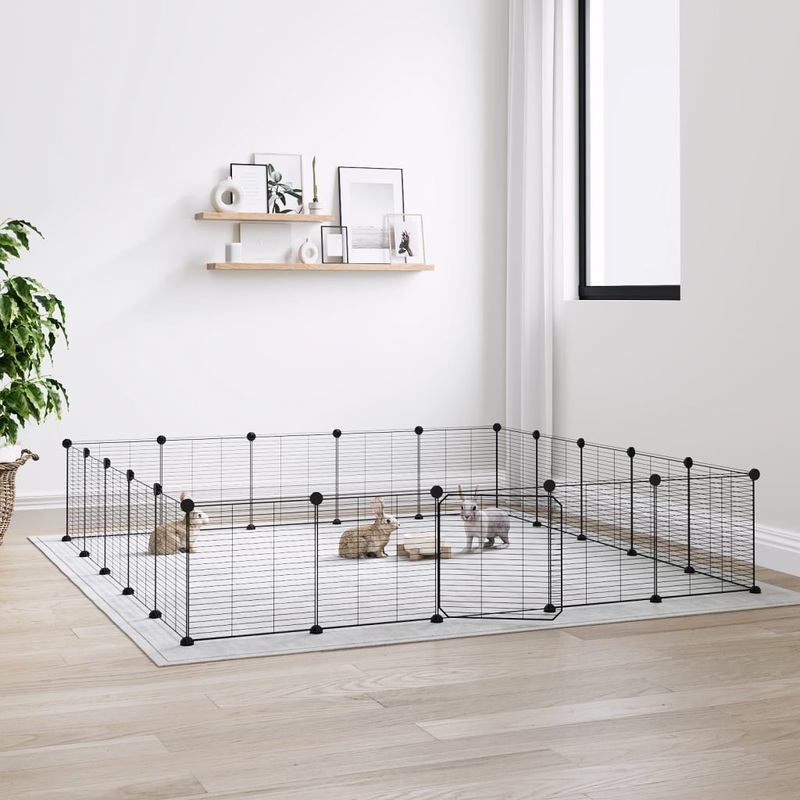 Berkfield 20-Panel Pet Cage with Door Black 35×35 cm Steel
