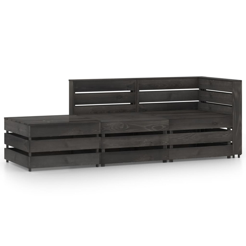 Berkfield 3 Piece Garden Lounge Set Grey Impregnated Pinewood