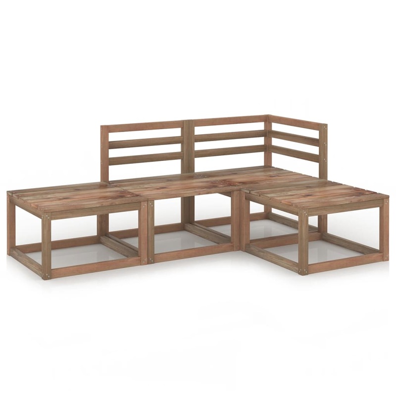 Berkfield 4 Piece Garden Lounge Set Brown Impregnated Pinewood