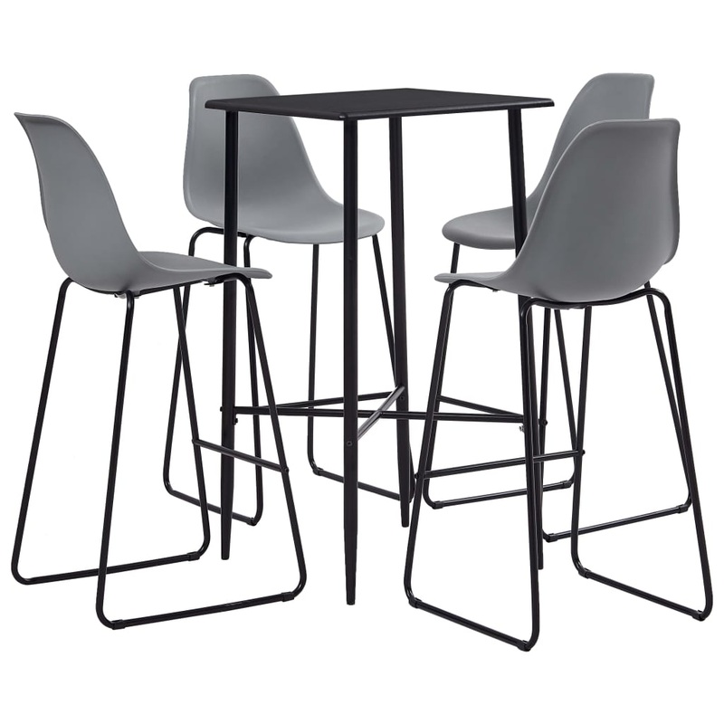 Berkfield 5 Piece Bar Set Plastic Grey