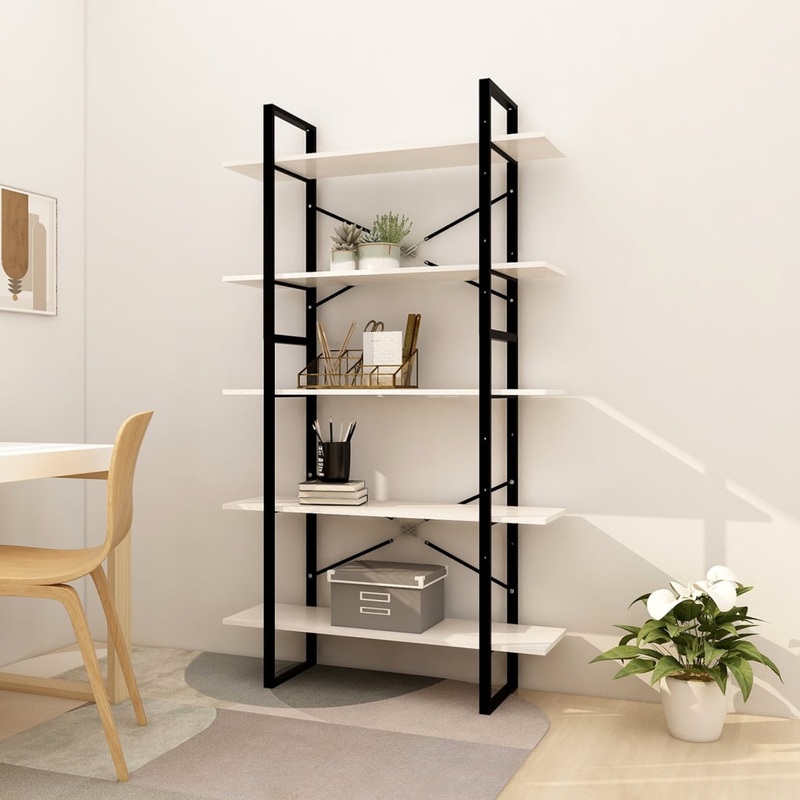 Berkfield 5-Tier Book Cabinet White 100x30x175 cm Pinewood