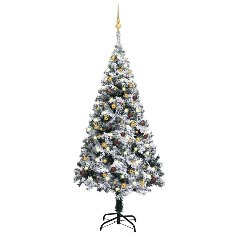 Berkfield Artificial Christmas Tree with LEDs&Ball Set Green 180 cm PVC