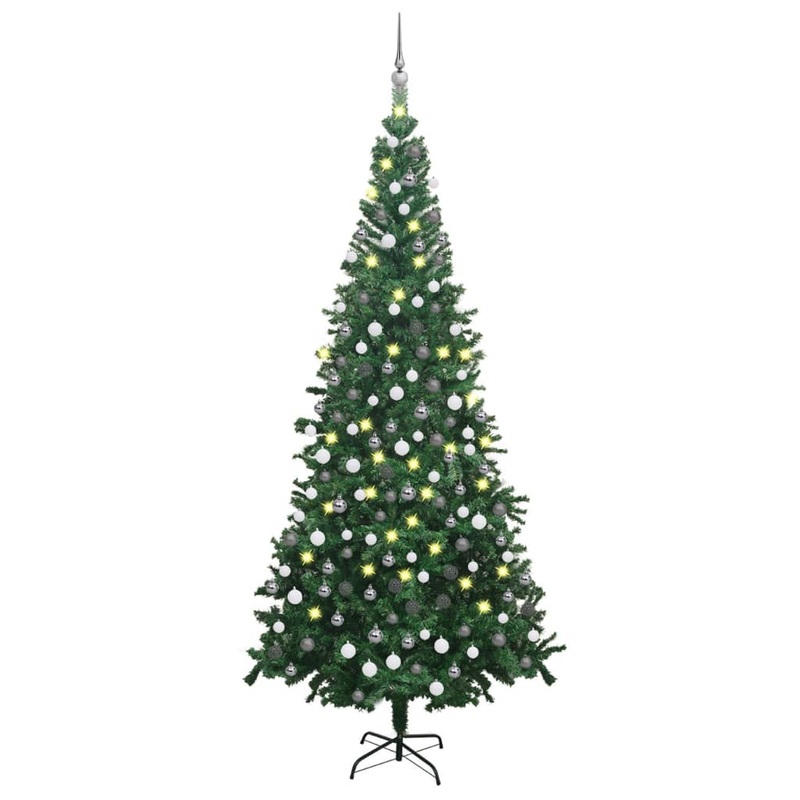 Berkfield Artificial Christmas Tree with LEDs&Ball Set L 240 cm Green
