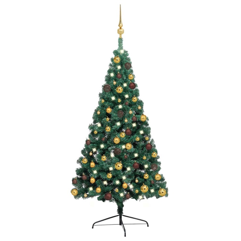 Berkfield Artificial Half Christmas Tree with LEDs&Ball Set Green 240 cm
