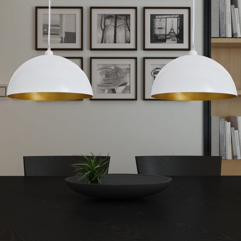 Berkfield Ceiling Lamp 2 pcs Height-adjustable Semi-spherical White