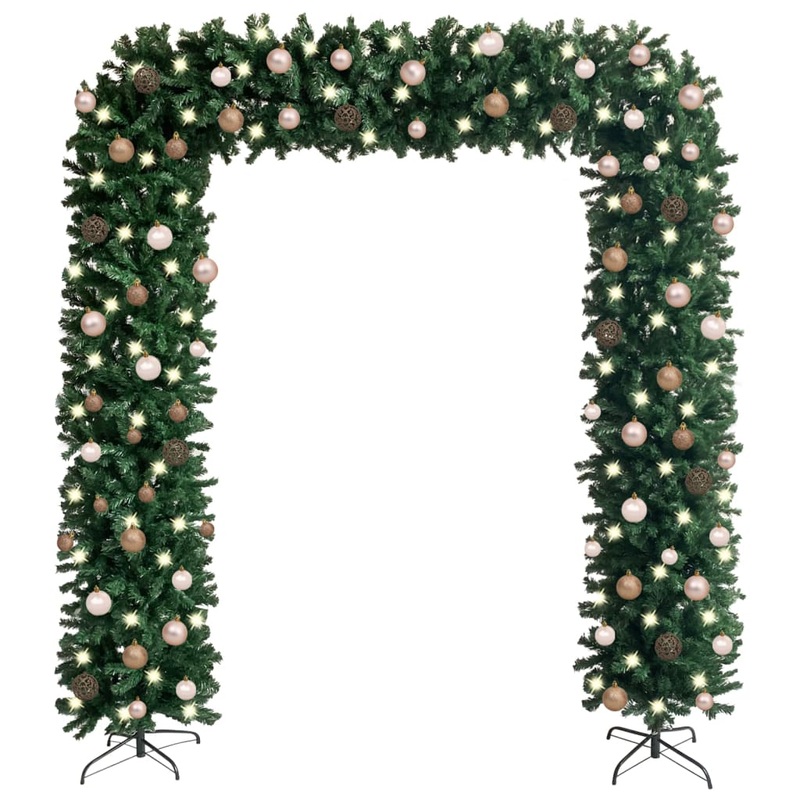 Berkfield Christmas Tree Arch with LEDs&Ball Set Green 240 cm