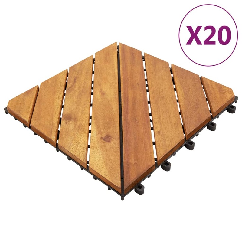 Berkfield Decking Tiles 20 pcs Brown 30×30 cm Solid Wood Acacia