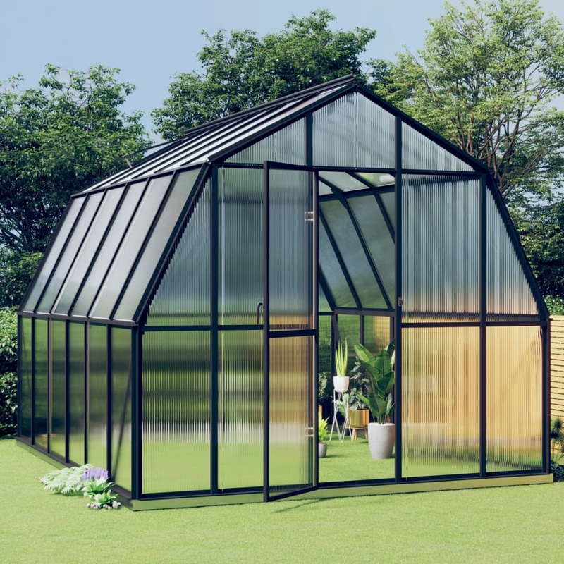 Berkfield Greenhouse with Base Frame Anthracite 9.53 m_ Aluminium