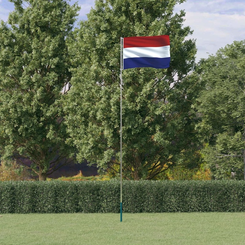 Berkfield Netherlands Flag and Pole 5.55 m Aluminium