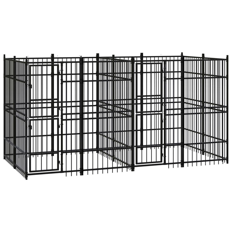 Berkfield Outdoor Dog Kennel Steel 7.37 m_