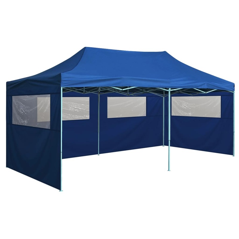 Berkfield Professional Folding Party Tent with 4 Sidewalls 3×6 m Steel Blue