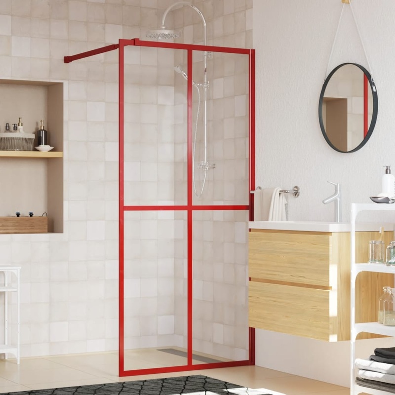 Berkfield Walk-in Shower Wall with Clear ESG Glass Red 80×195 cm